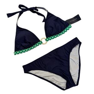 Tommy Hilfiger NWT Y2K Blue and Green Bikini Set SZ Top 14, Bottom 12